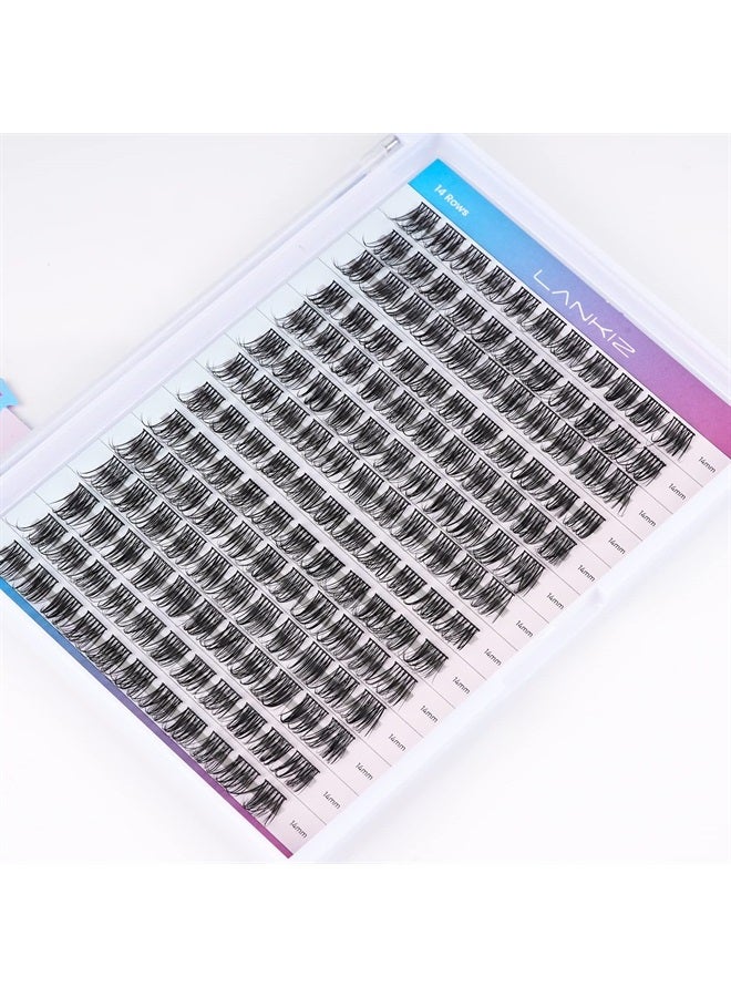 DIY Eyelash Extensions,Individual Lash Extensions Clusters,154 Clusters, Soft and Lightweight 14mm Only Mix Resuale Wide Band Cluster Lashes for Home use (Natural D curl)