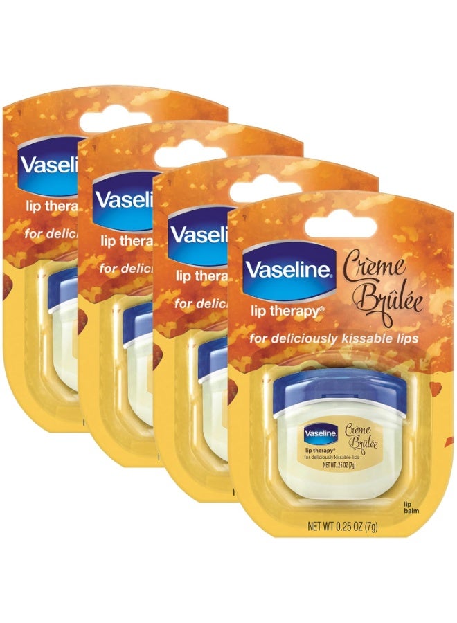 Vaseline Lip Therapy Creme Brulee Mini 4-Pack â€“ Moisturizing Balm for Soft, Smooth Lips, 0.25 Oz Ea