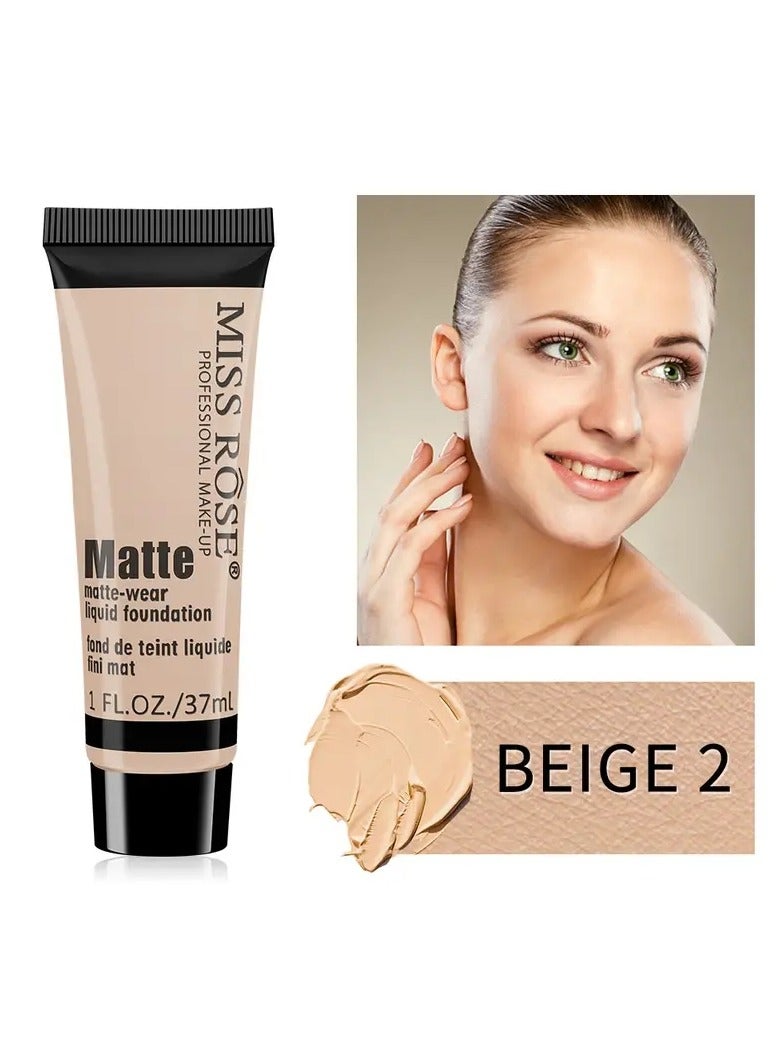MISS ROSE Full Coverage Contouring Foundation - Lightweight Waterproof Liquid Concealer for Flawless Skin