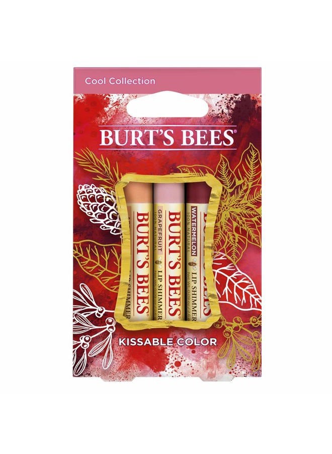 Kissable Color Holiday Gift Set, 3 Lip Shimmers in Gift Box - Cool Collection in Watermelon, Apricot and Grapefruit