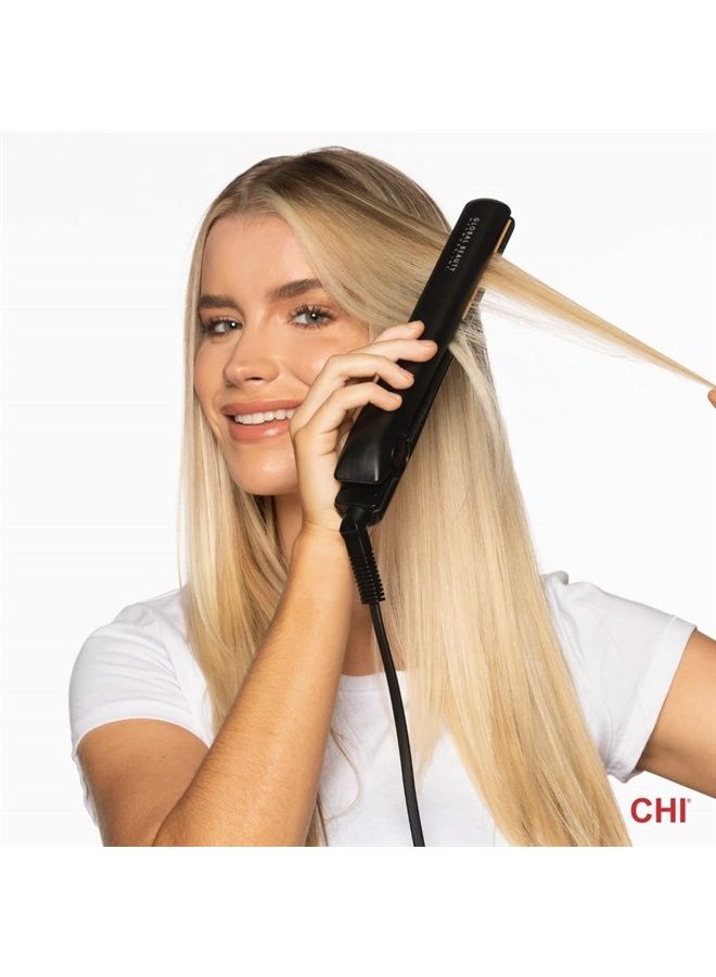 Original Ceramic Hair Straightening Flat Iron | 1" Plates | Black | Professional Salon Model Hair Straightener | Includes Heat Protection Pad