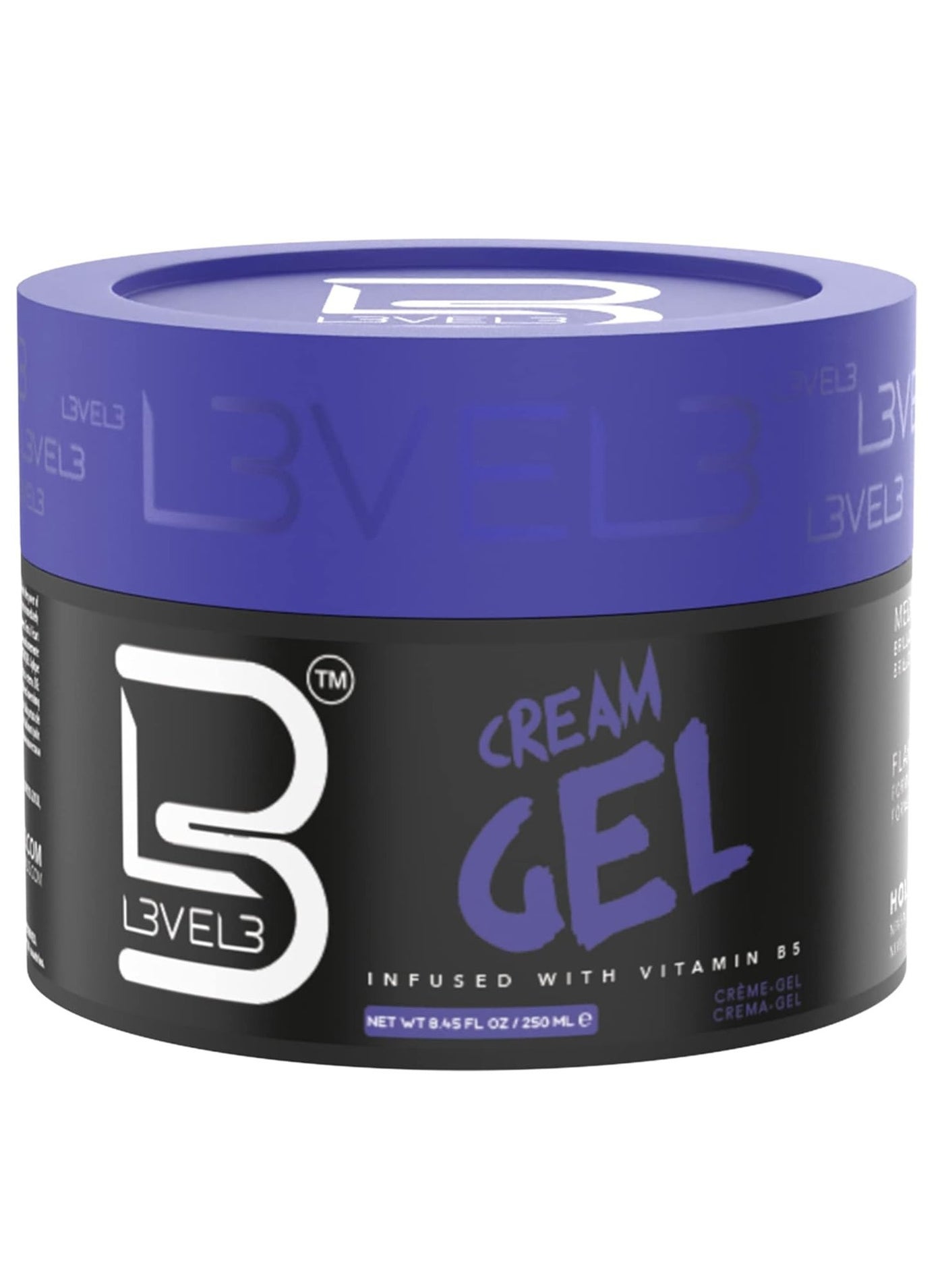 L3 Level 3 Cream Gel - Provides Volume and Medium Hold - With Vitamins to Nourish and Protect Hair Level Three Mens Hair Styling Cream 250ml