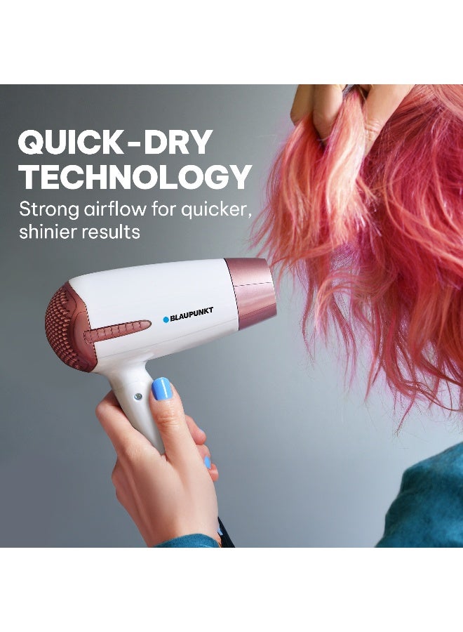 Blaupunkt Hair Dryer 1200W – 2 Heat, 1 Cool And 2 Speed Settings, Foldable Handle, Compact & Lightweight, Travel-Friendly Hair Dryer with Overheat Protection -SDF312PK - image 5