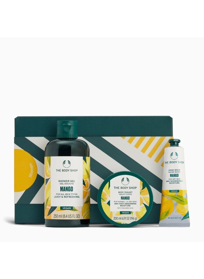 Mango Essentials Gift Set – Shower Gel (250 Ml) And Body Yogurt (200 Ml) And Hand Balm (30 Ml) – Juicy Mango Seed Oil Formula, Vegan Body Care Duo For Smooth, Hydrated Skin