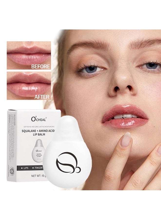 Squalane+Amino Acids Lip Balm,  Sunscreen Lip Balm, Natural Lip Balm,Travel Size Lip for Moisturizer, Lip Balm Hydrating, All-Day Moisture Lip Care 15g