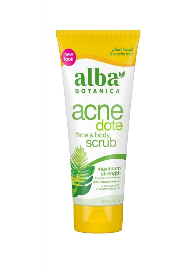 Acnedote Maximum Strength Face & Body Scrub, 8 Oz