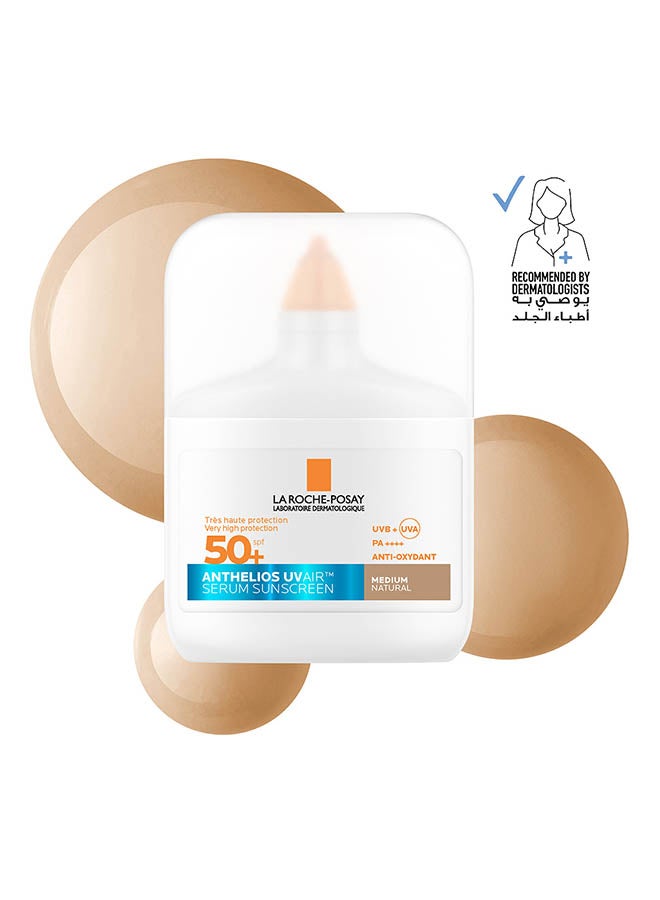 La Roche-Posay Anthelios UVAir Medium Natural Shade Sunscreen Serum SPF 50+ with Niacinamide; Daily Facial Sunblock for Men/Women; Light as Air Texture with Invisible Finish for All Skin Types 50ML