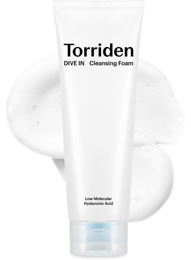 Dive-In Low Molecular Hyaluronic Acid Cleansing Foam 150Ml — Gentle Ph Balanced Cleanser, Vegan & Cruelty-Free, 5.07 Fl Oz