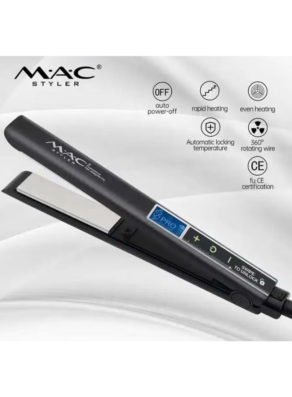 LCD Intelligent Touch Sensitive Hair Straightener Flat Iron