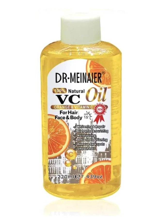 100% Natural Vitamin C Oil With Orange And Vitamin C For Facial And Body Hair 220 ML