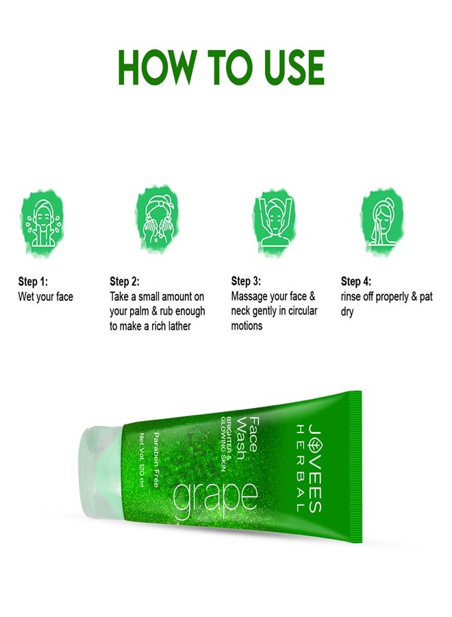 Jovees Herbal Grape Fairness Face Wash 120ml | With Grape Seed & Orange Peel Extract | Brightens Skin, Reduces Uneven Tone & Fine Lines - image 4
