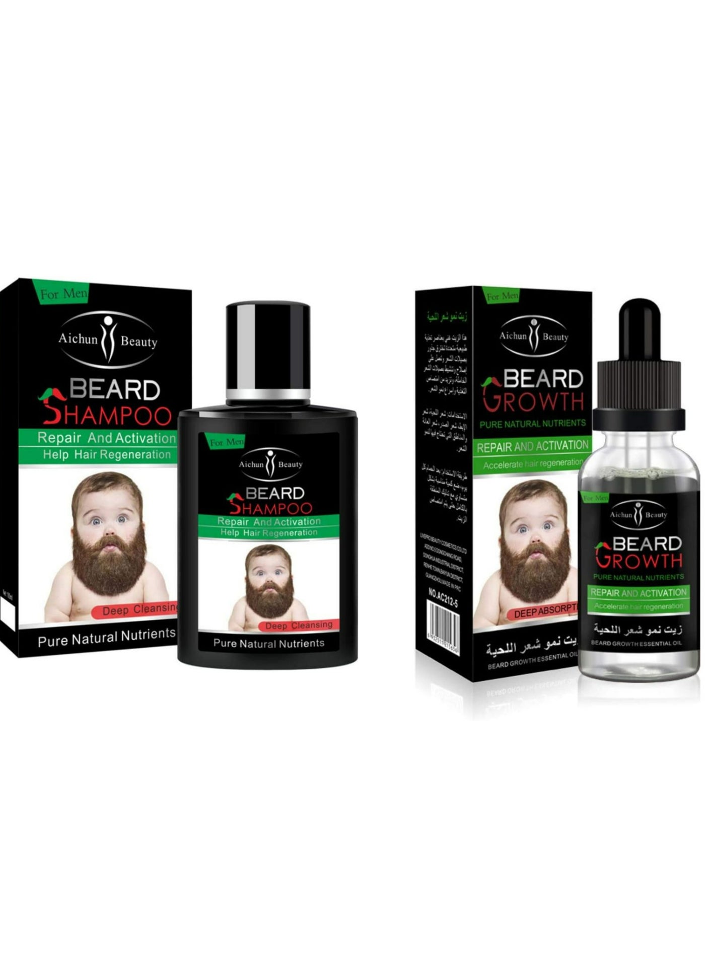 Beard Growth Hair Shampoo 100ml+Beard Growth Hair Oil 30ml