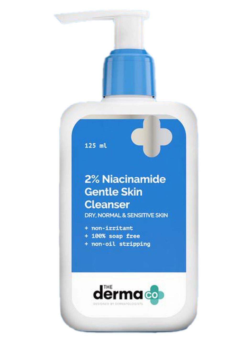 The Derma Co 2% Niacinamide Gentle Skin Cleanser for Sensitive, Dry, Normal Skin - 125 ml Non-Irritant | 100% Soap-Free | Non-Oil Stripping | Gently Cleanses Makeup
