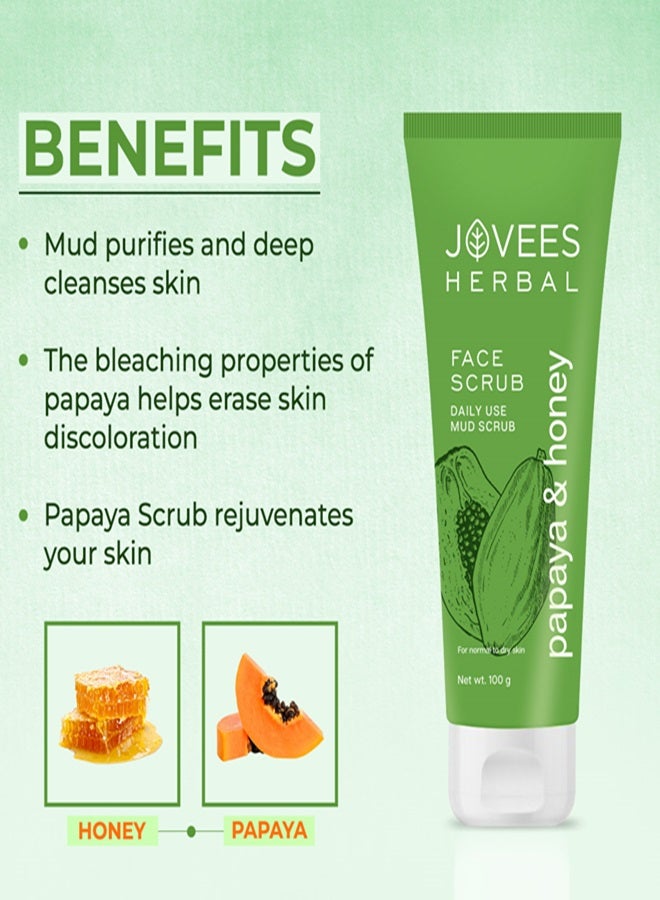 Jovees Herbal Honey & Papaya Face Scrub 100ml | Deep Pore Cleanser | Removes Dead Skin, Brightens Complexion | For Normal To Dry Skin, Men & Women - image 3