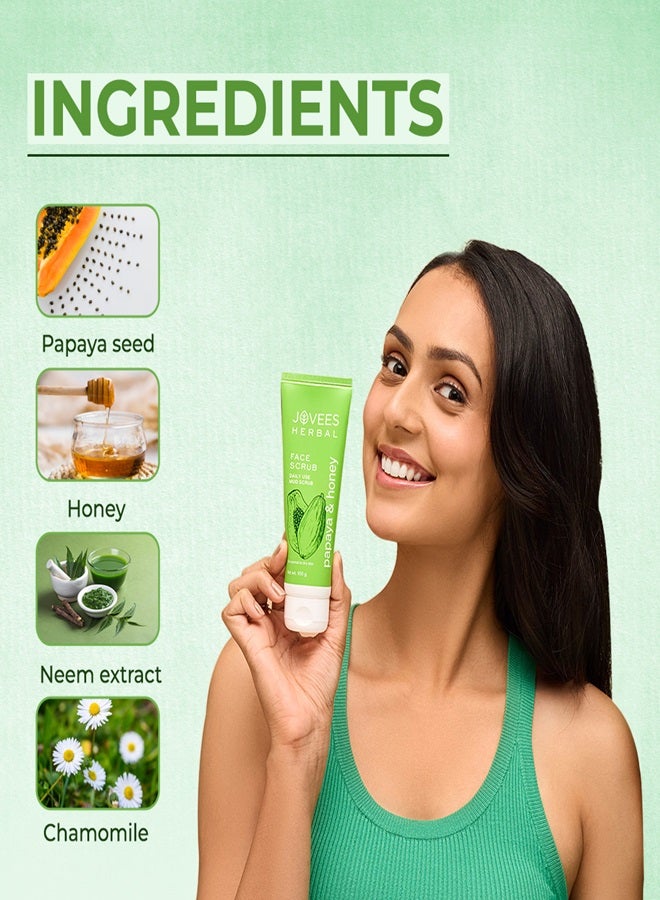 Jovees Herbal Honey & Papaya Face Scrub 100ml | Deep Pore Cleanser | Removes Dead Skin, Brightens Complexion | For Normal To Dry Skin, Men & Women - image 4
