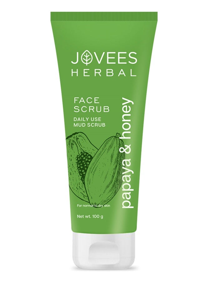 Jovees Herbal Honey & Papaya Face Scrub 100ml | Deep Pore Cleanser | Removes Dead Skin, Brightens Complexion | For Normal To Dry Skin, Men & Women