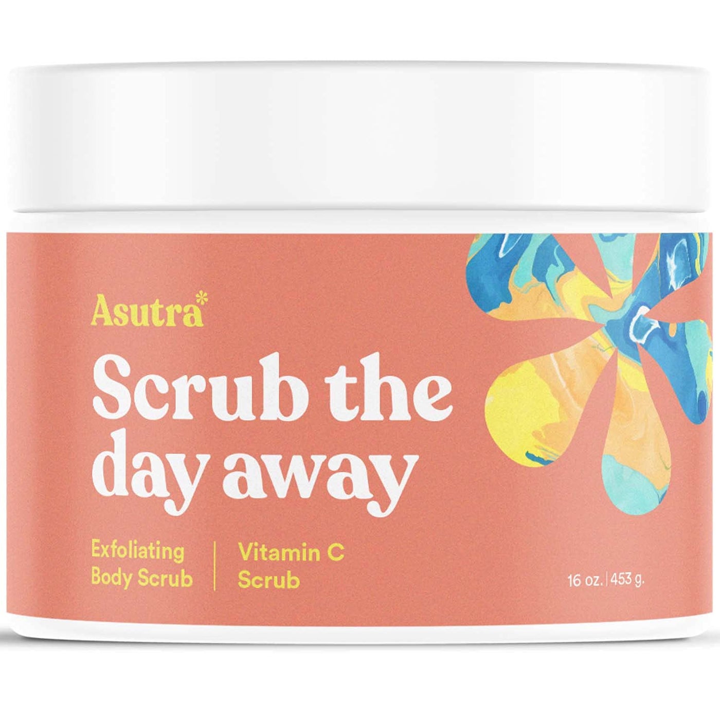 ASUTRA Dead Sea Salt Essential Oil Body Scrub Exfoliator (Vitamin C), 16 oz - Ultra Hydrating, Gentle, & Moisturizing - Coconut, Sweet Orange, Grapefruit, and Lemon Oils â€“ Pink Himalayan Salt