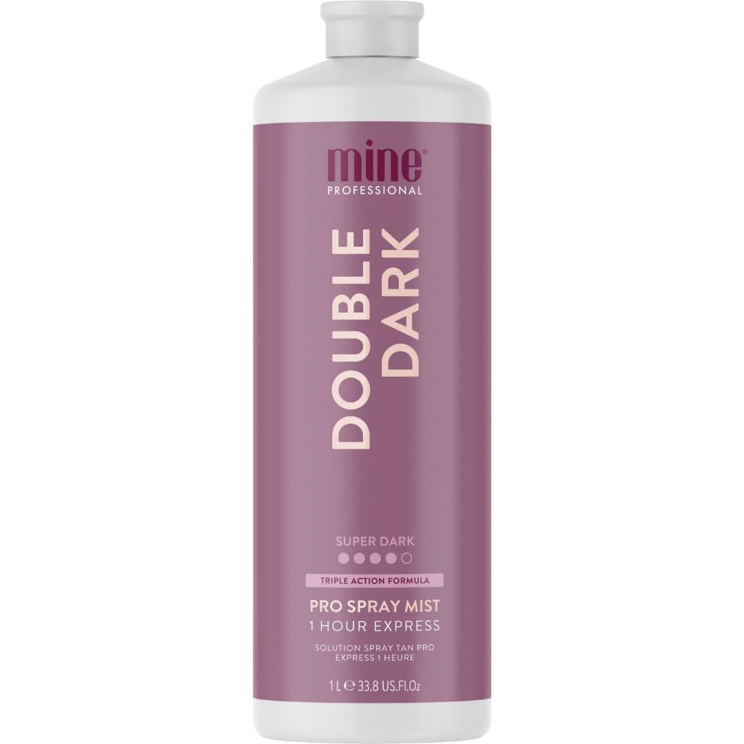 MineTan Spray Tan Solution | Double Dark Sunless | For Dark Bronzed | Glowing Finish | Fast Drying & Hydrating | Tropical Coconut Scented Salon Professional Formula | Vegan, 33.8 Fl Oz