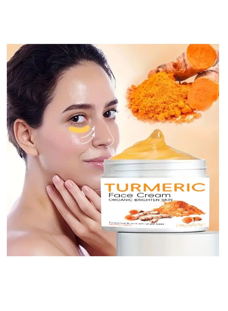 Turmeric Face Cream For Skin Firming and Whitening, Facial Moisturizing Smooth Wrinkles And Tighten Skin For A Youthful Glow 50g