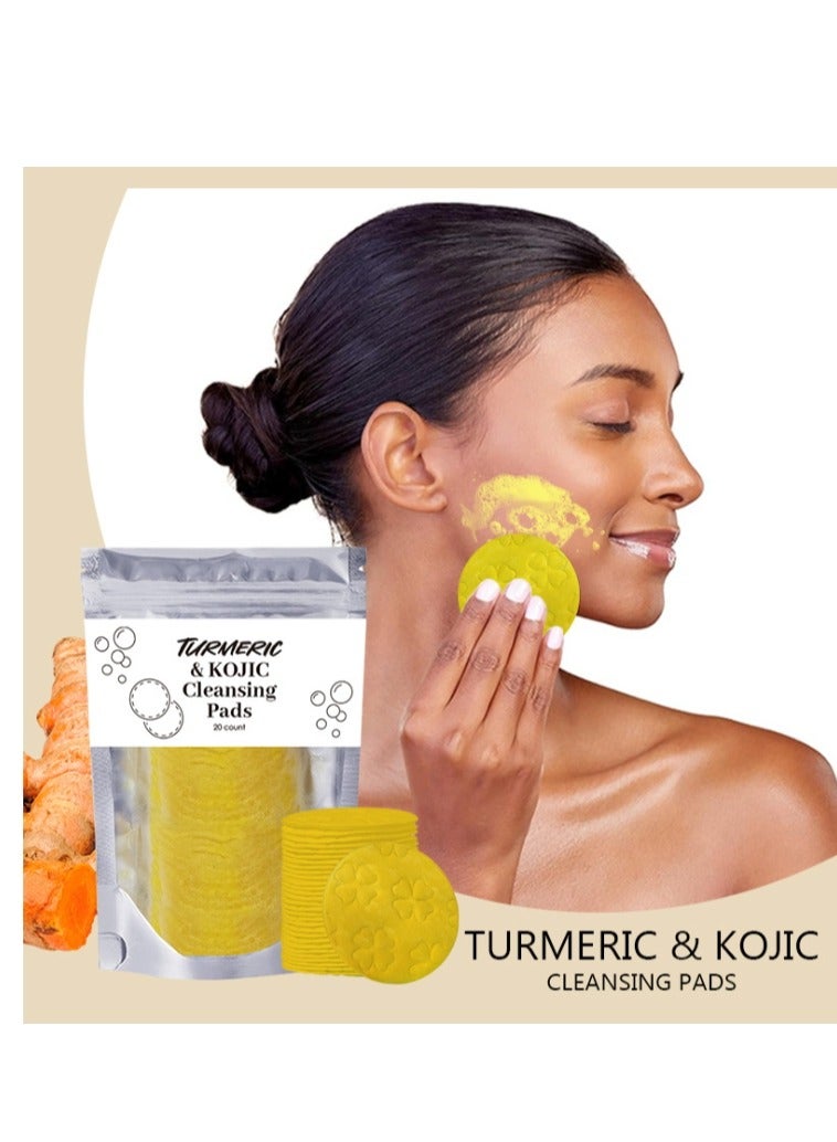40Pcs Kojic Acid & Turmeric Cleansing Pads for Dark Spots Turmeric Kojic Acid Cleansing Pads Helps Balance Skin Oil & Water Fade Spot Remove Excess Keratin Clean Oil Refines Pores