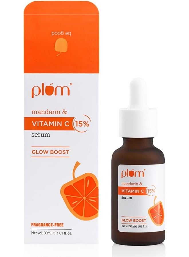 Mandarin And 15% Vitamin C Glow Boost Face Serum 30ml | With Japanese Mandarin And Kakadu Plum | For Dark Spots, Pigmentation And Skin Glow, 1.01 fl oz