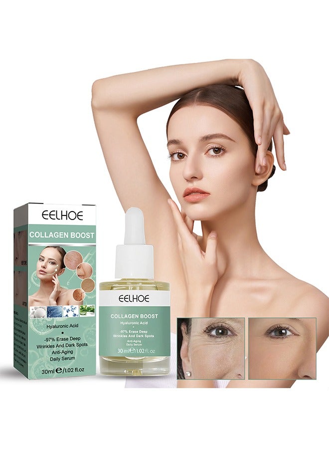 Collagen Boost Hyaluronic Acid - 97% Erase Deep Wrinkles And Dark Spots Anti-Aging Daily Serum