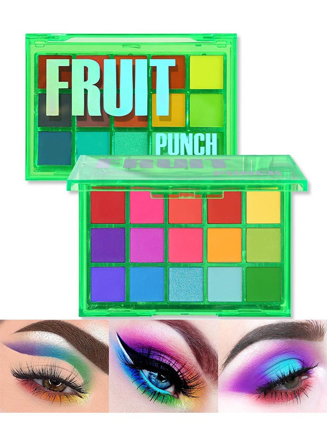 15 Colorful Matte Makeup Eyeshadow Palette, 15 Shades Vibrant MACARON Pastel Eye Shadow Pallet, High Pigmented Blendable Rainbow Make Up Plattet Kit - Fruit Punch