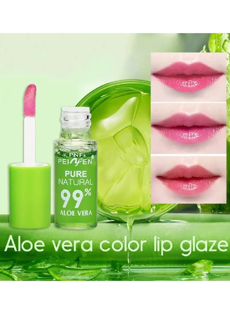 4 PCS Nourishing Moisturizing Lip Gloss with Natural Aloe Vera Essence - Long Lasting Color Changing Waterproof Lip Care Lipstick Valentine's Day Gifts