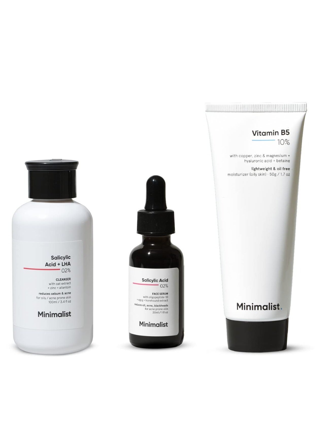 Minimalist Anti Acne Kit Skincare Routine Kit for Unisex Face Wash Moisturizer and Serum Combo