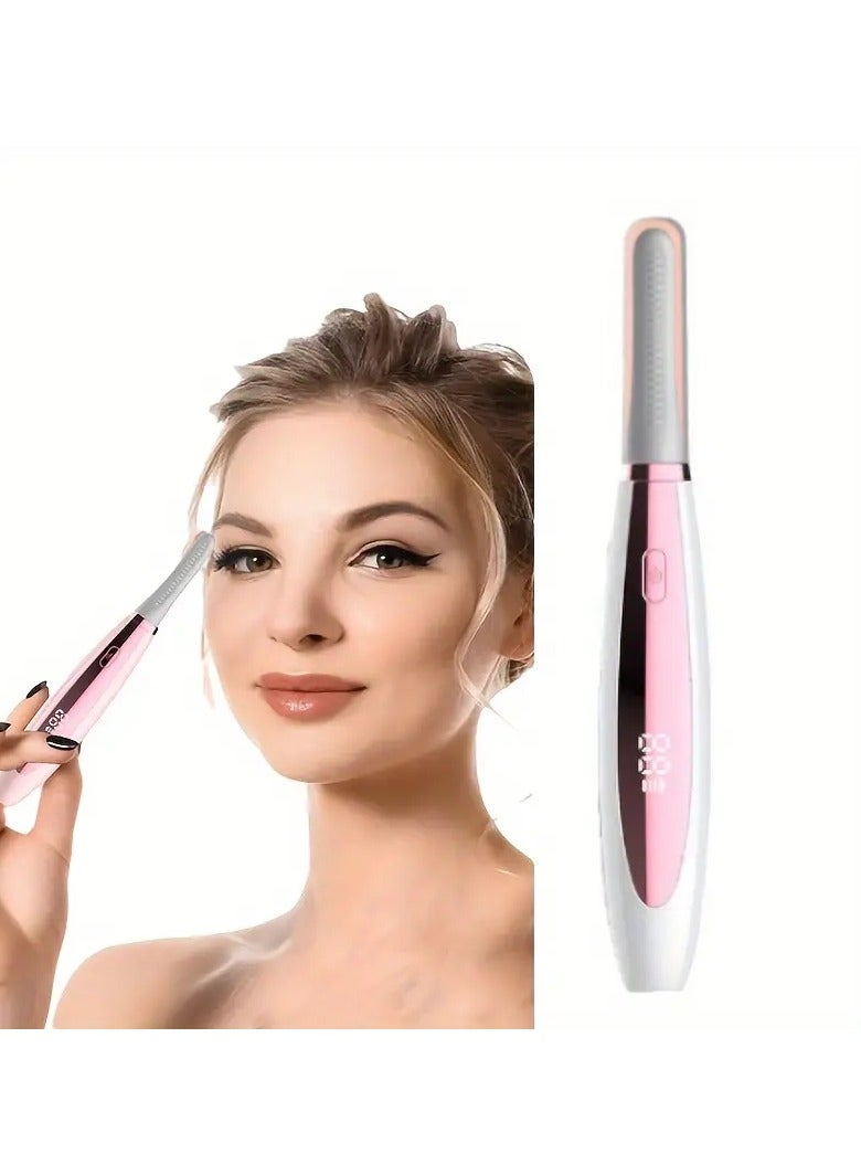Mini Portable Heating Pink Heater Eyelash Curler Kit Electric Heated Eyelash Curler With Digital Display