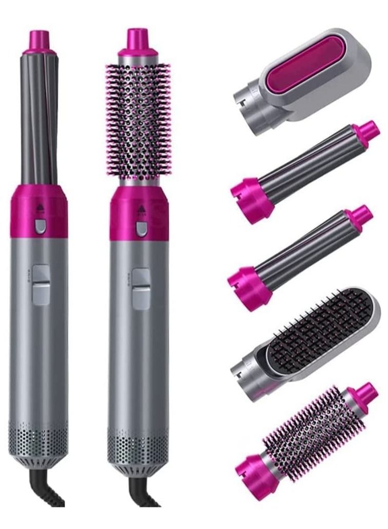 Styler 5 in 1 Hair Dryer Hot Air Brush Styler Negative ​Ion Hair Straightener Volumizer Hair Curler Hot Air Wrap Comb Brush(UK)