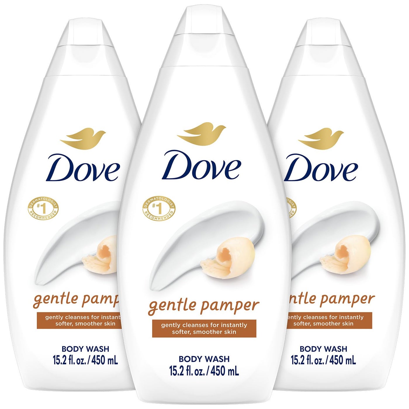Dove Body Wash, Gentle Pamper 3-Pack â€“ Soothing Moisturizing Cleanser for Soft Skin, 15.22 Oz Ea