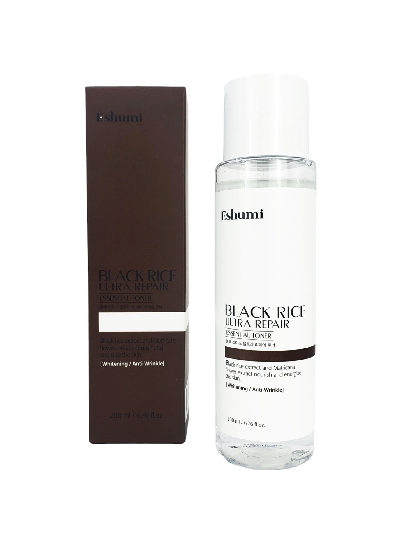 Korean product ESHUMI BLACK RICE - ULTRA REPAIR ESSENTIAL TONER Black rice extract and matricaria flower extract nourish and energize the skin 200ml