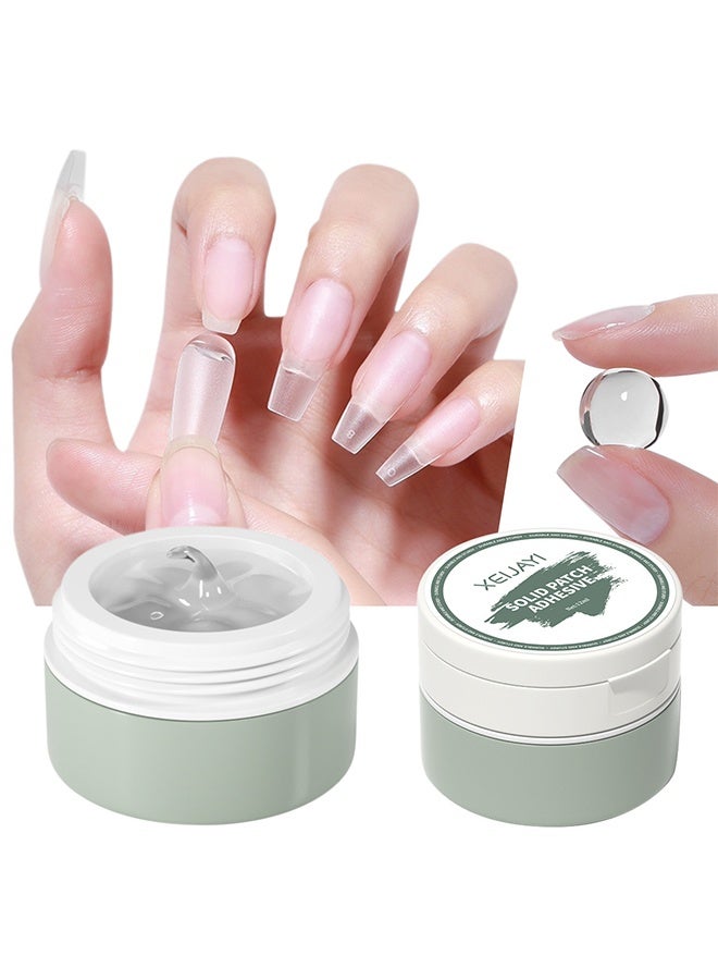 Solid Patch Adhesive - Solid Nail Gel Glue No Hurt Nails Not Sticky Clear Soft Gel Need Lamp Press on Fake Nails at Home DIY Nail Glue Adhesive for Charms Nails Gems
