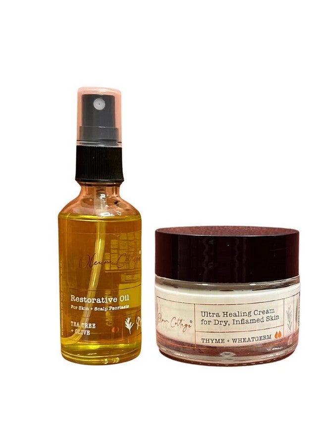 Skincare Bundle For Small Patches On The Body For Eczema, Psoriasis And Dermatitis | Contains Restorative Oil And Ultra Healing Cream | Reduces Itchiness And Soothes Flare Ups