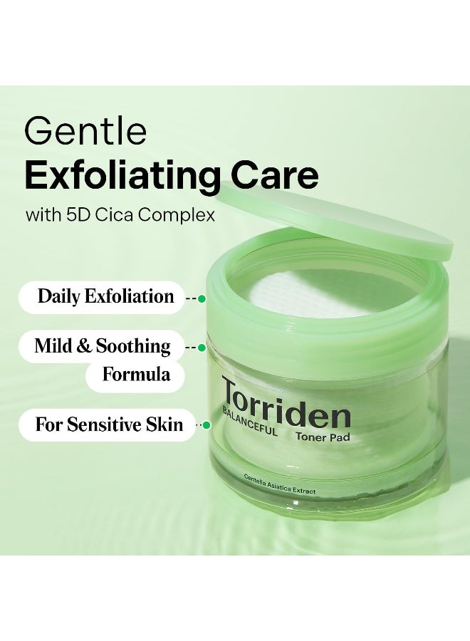 Balanceful Toner Pads With 5D Cica Complex, Lha & Pha 180Ml | Gentle Exfoliating & Soothing Vegan Pads | For Sensitive & Acne-Prone Skin - 60 Sheets - image 2