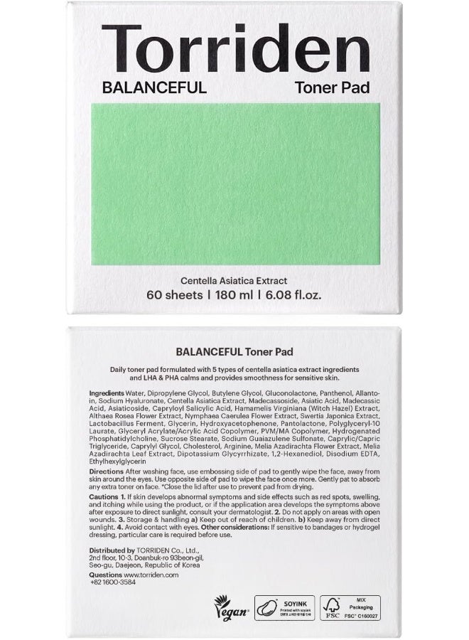 Balanceful Toner Pads With 5D Cica Complex, Lha & Pha 180Ml | Gentle Exfoliating & Soothing Vegan Pads | For Sensitive & Acne-Prone Skin - 60 Sheets - image 7