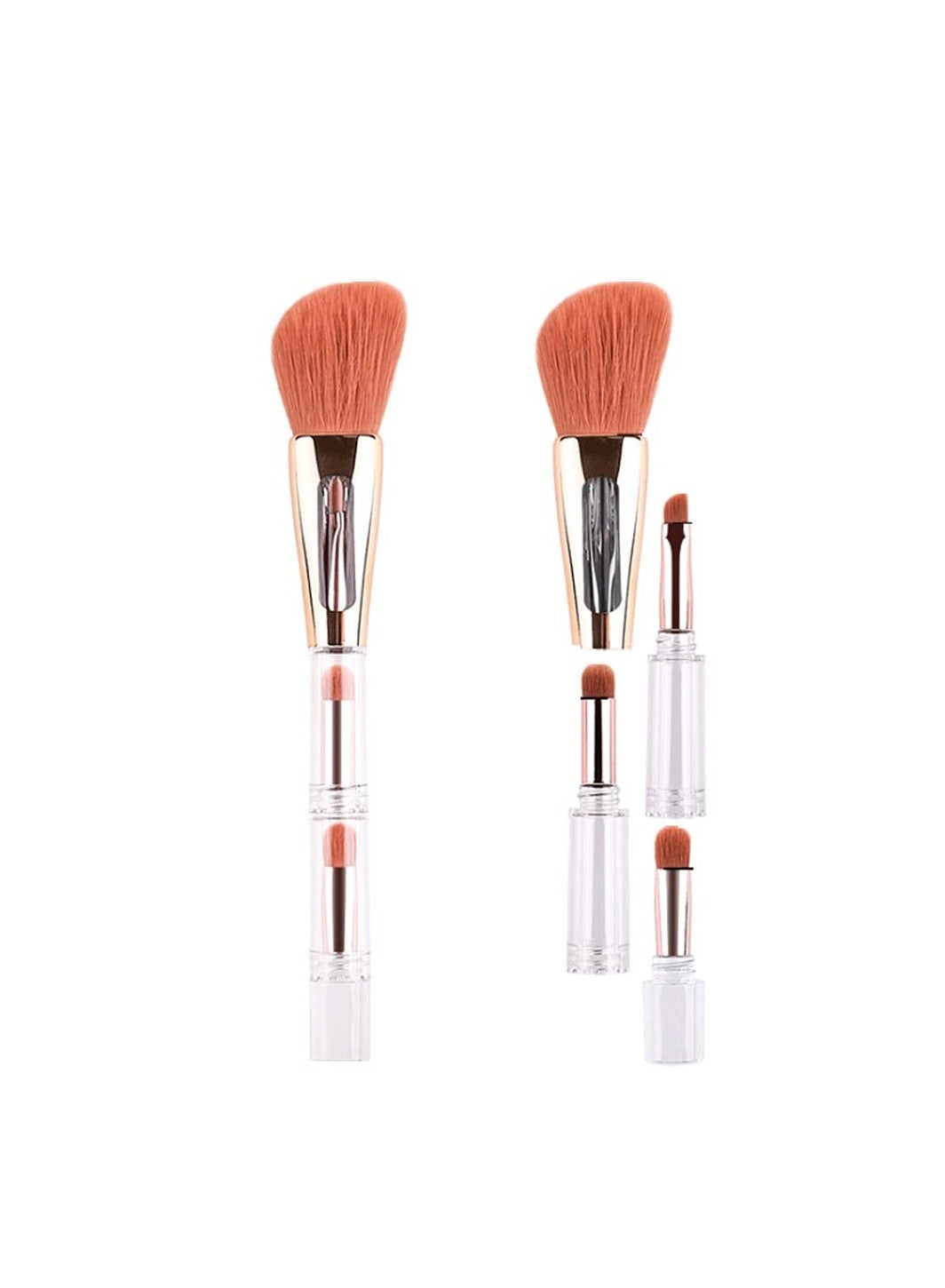 4 in 1 Premium Synthetic Hair Contour Angled Brow Blending Eye Shadow Brush, Portable Multi Functional Makeup Brush Set, Suitable for Makeup Tool for Girls