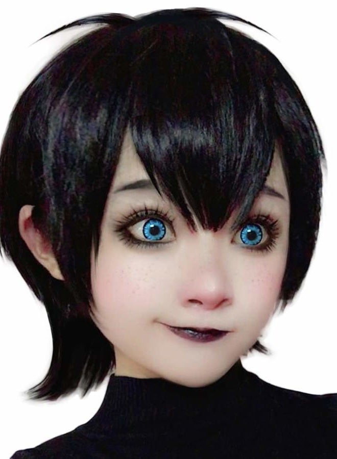 Black Wig Short Curly Hair Wigs for Women Halloween Costume Wigs Heat Friendly Synthetic Wig BU197