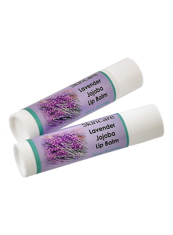 2 Pack Organic Lavender Lip Balms with over 70% Jojoba Oil. 100% Natural with Beeswax. Naturally Moisturizing. By Desert Oasis Skincare (.15 oz/4.6 gm)