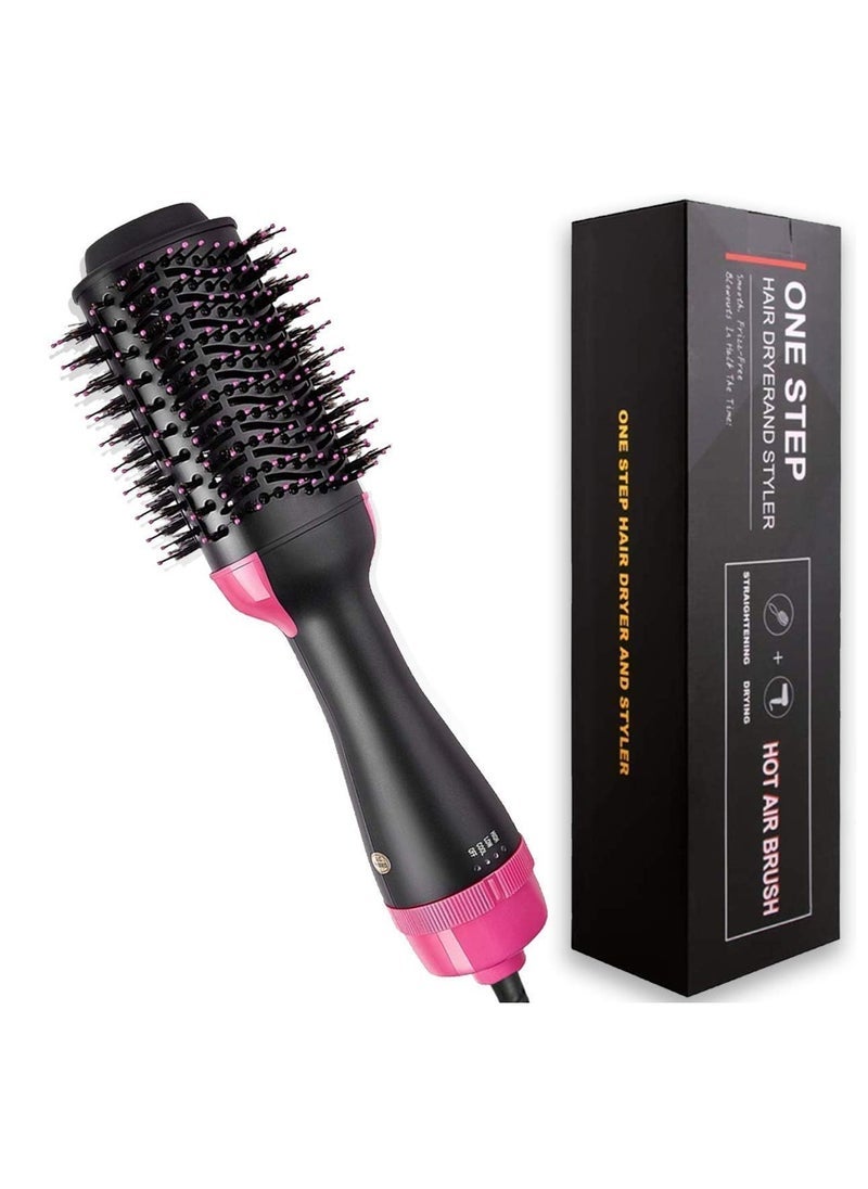 Hair Dryer Styler Pink/Black – 2-in-1 Professional Blow Dryer and Volumizer with Ionic Technology, Multiple Heat & Speed Settings, Lightweight Design, Quick Drying, Ceramic Coating for Smooth, Frizz-Free Hair, Perfect for All Hair Types and Travel
