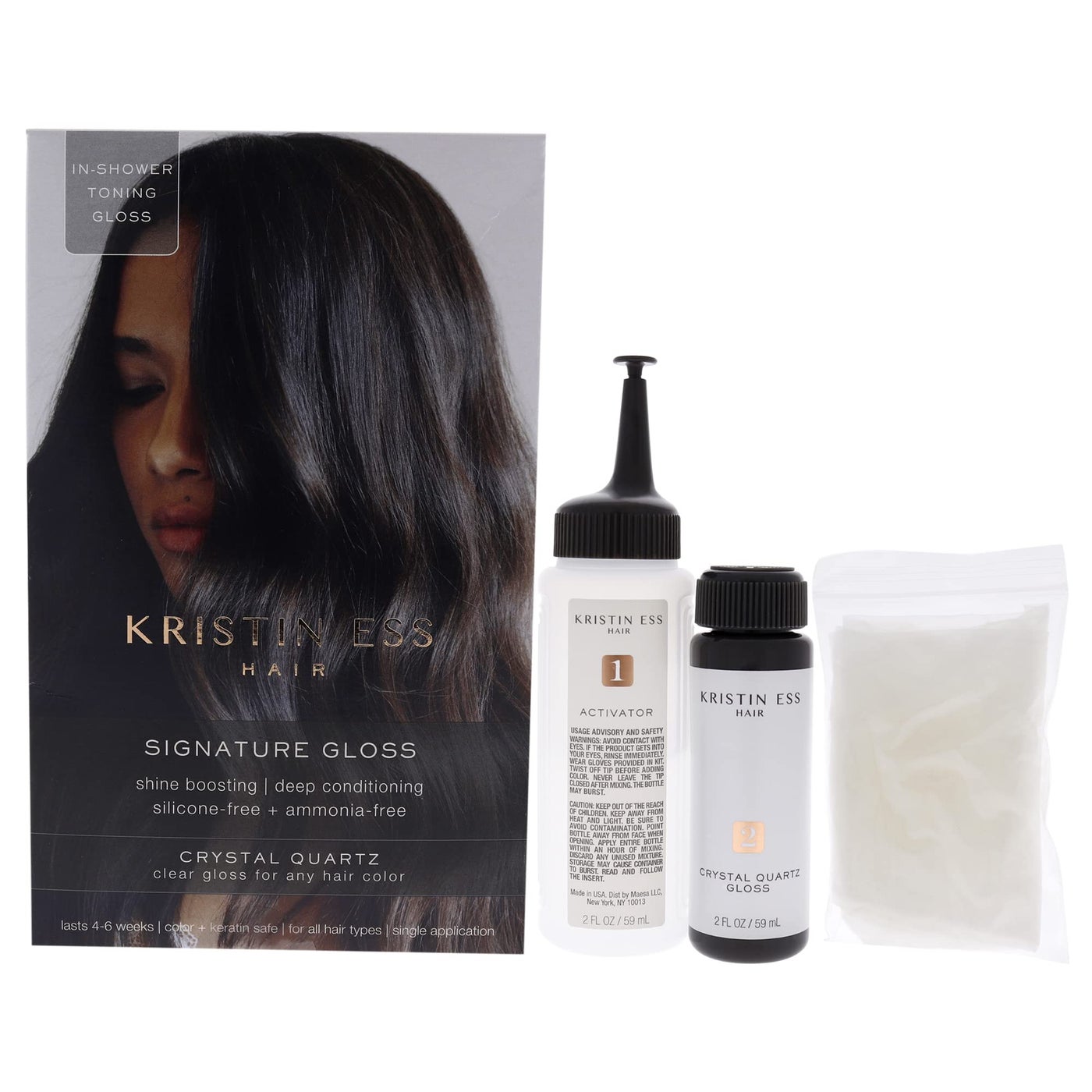 Kristin Ess Hair Crystal Quartz Clear Hair Gloss for All Hair Types + Colors - Anti Brass Treatment for Women - Shine Boosting + Deep Conditioning Treatment - Vegan - Phthalates + Paraben Free