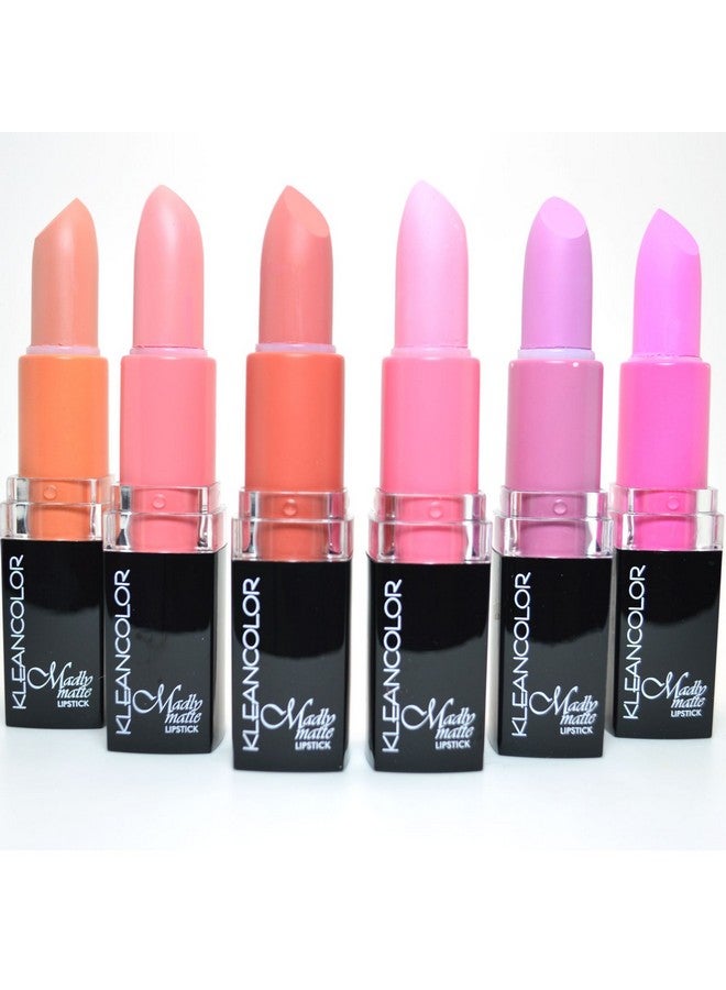 KLEANCOLOR 6 MADLY MATTE LIPSTICK SET BOLD VIVID PINK APRICOT LIP STICK + FREE EARRING