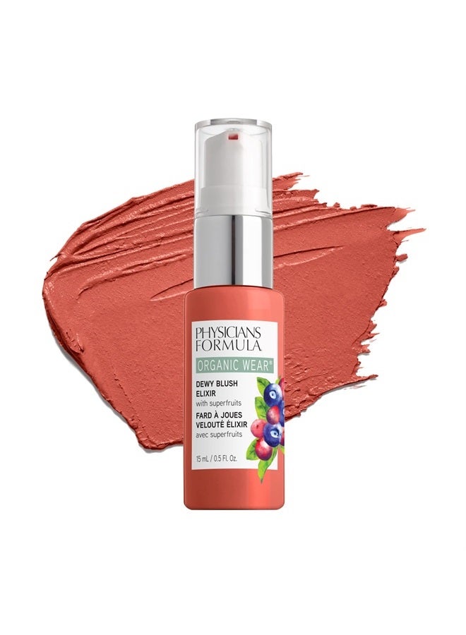 Organic Wear All Natural Dewy Blush Cream Elixir Apricot Glow, Dermatologist Tested