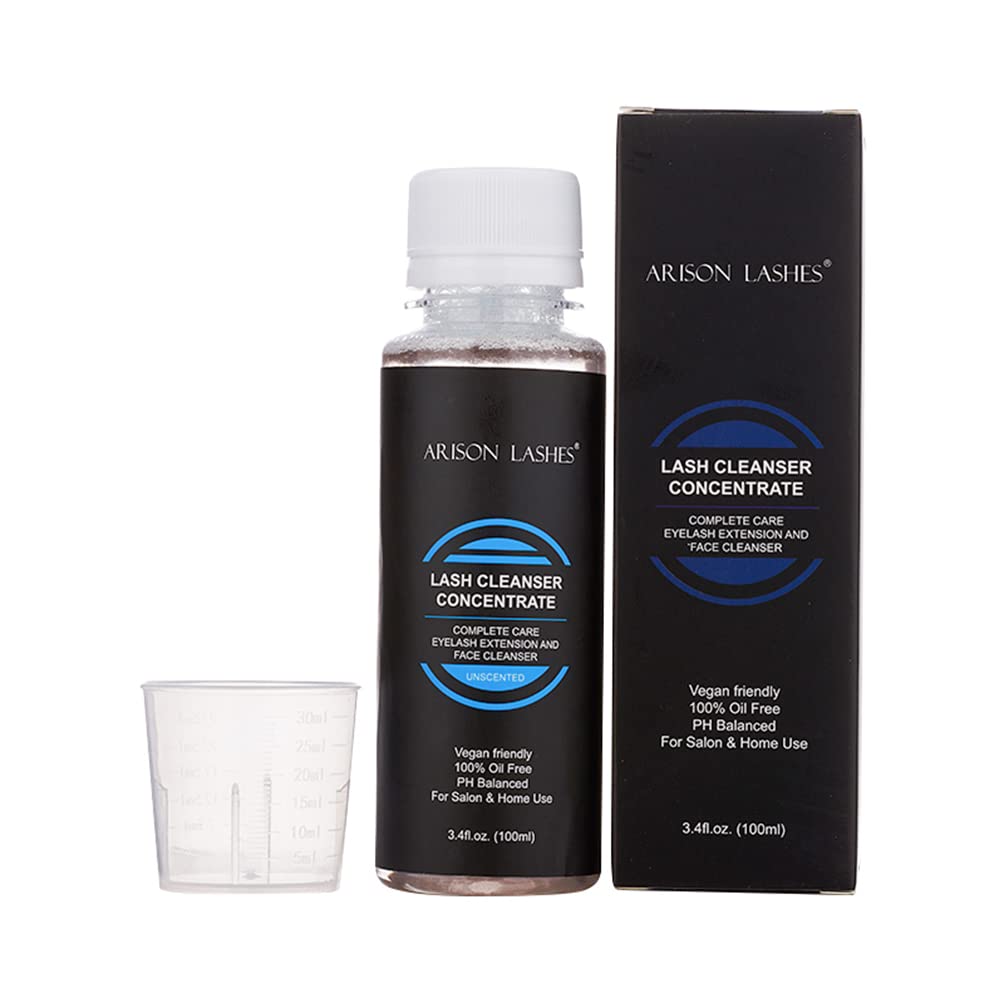 ARISON LASHES Lash Shampoo Concentrate Eyelash Cleanser Concentrate 100ml Foaming for Extensions with Salon Home Care Makes 20 Bottles of 60ml(Unscented)