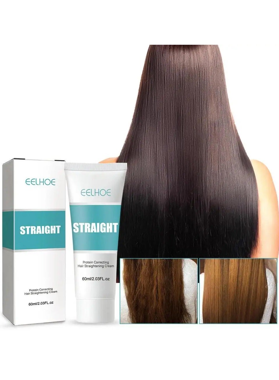 Protein Correcting Hair Straightening Cream, Hair Straightener Cream, Silk & Gloss Hair Straightening Cream, Nourishing Fast Smoothing Collagen Hair Straightener Cream for All Hair Types