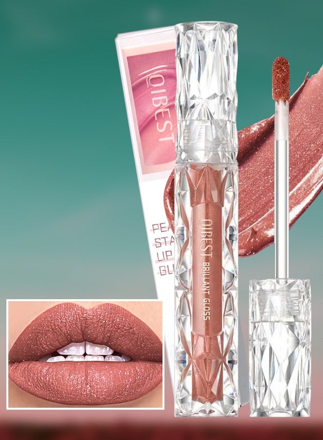 Pearly Stay Lip Gloss Diamond Matte Lip Oil Gloss Glitter Metallic Liquid Lipstick Glitter Shimmer Lip Glaze Shimmery Finish High Pigment Long Lasting Lip Gloss Tint Makeup No.03