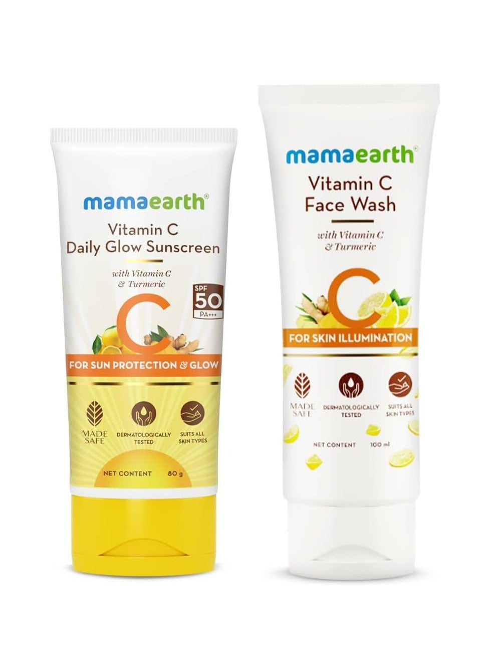 Vitamin C Glow Getter Duo | Vitamin C Face Wash (100ml) & Vitamin C Daily Glow Sunscreen (80g) | Brightens Skin | Gives SPF 50 & PA++++ Protection | Revives Natural Glow