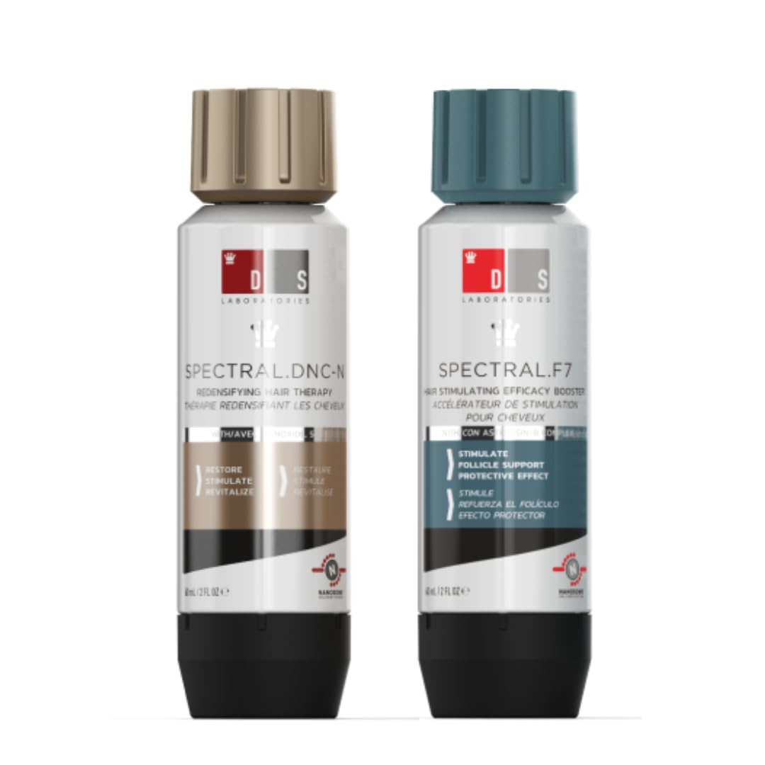 DS Labs Spectral Men's & Spectral Booster, Hair Density Serum - Leave-In, Strengthening, Thickening, Minimize Shedding, 60mL, Packaging May Vary
