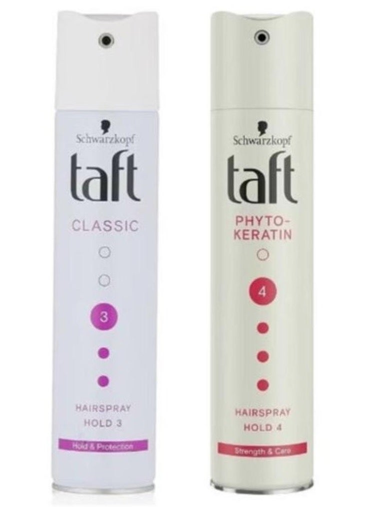 Taft Hairspray Set Classic (Hold 3) + Phyto-Keratin (Hold 4) – 250ml × 2PC